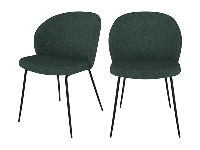 Set de 2 sillas verdes en tejido bouclé con base de metal - Groom
