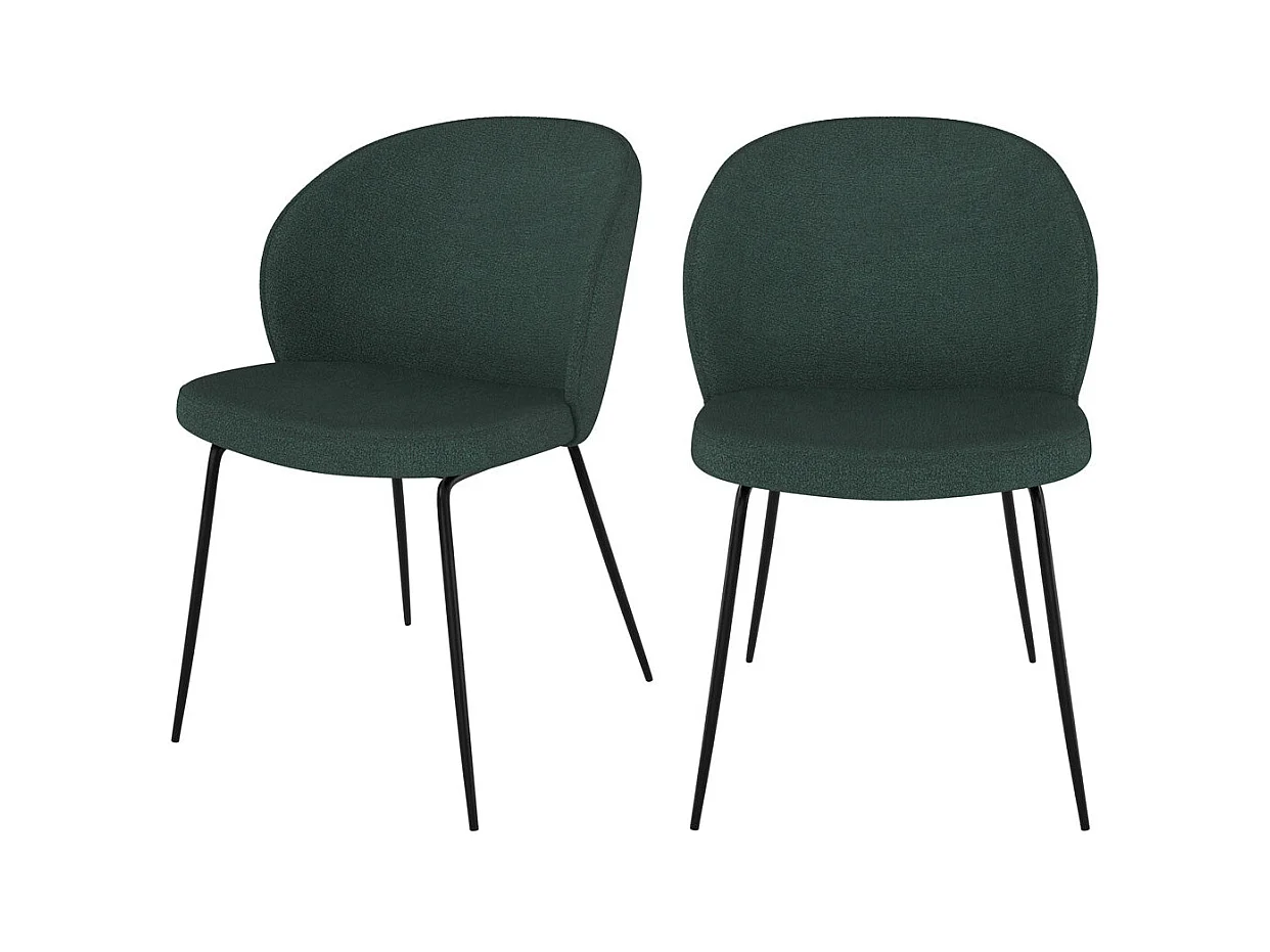 Set de 2 sillas verdes en tejido bouclé con base de metal - Groom