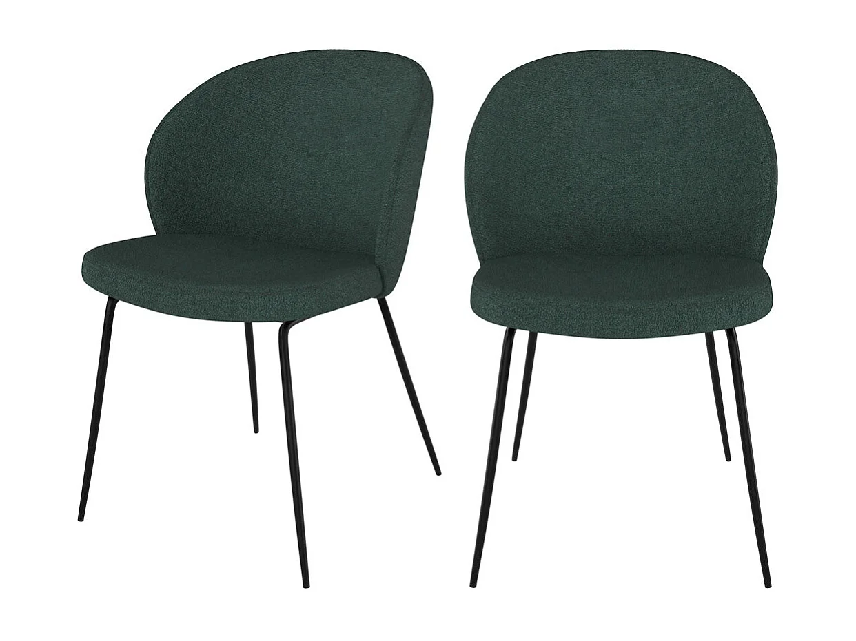 Set di 2 sedie verdi con tessuto bouclé e base in metallo - Groom