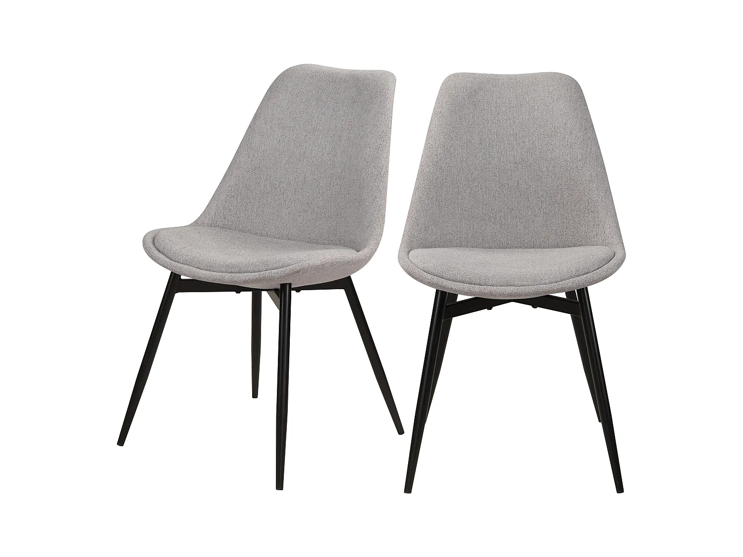 Lot de 2 chaises en tissu gris clair chiné et pieds en métal - Filipi