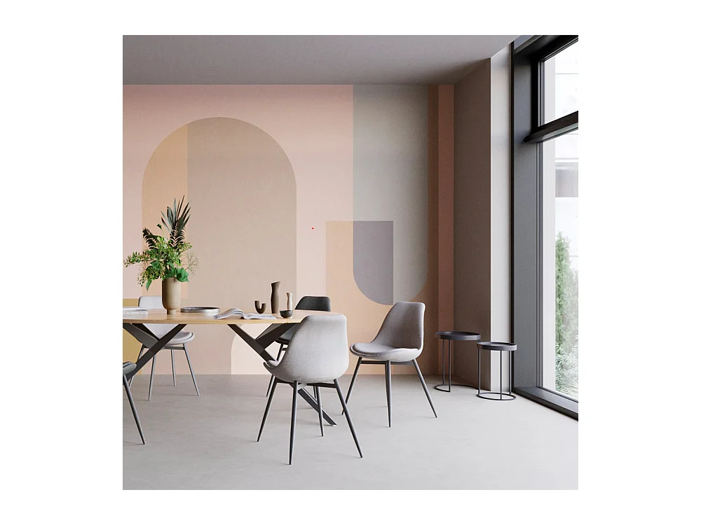 Lot de 2 chaises en tissu gris clair chiné et pieds en métal - Filipi