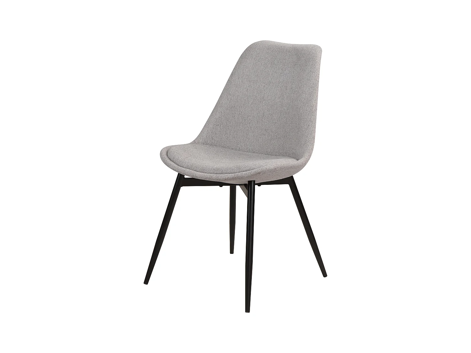 Lot de 2 chaises en tissu gris clair chiné et pieds en métal - Filipi