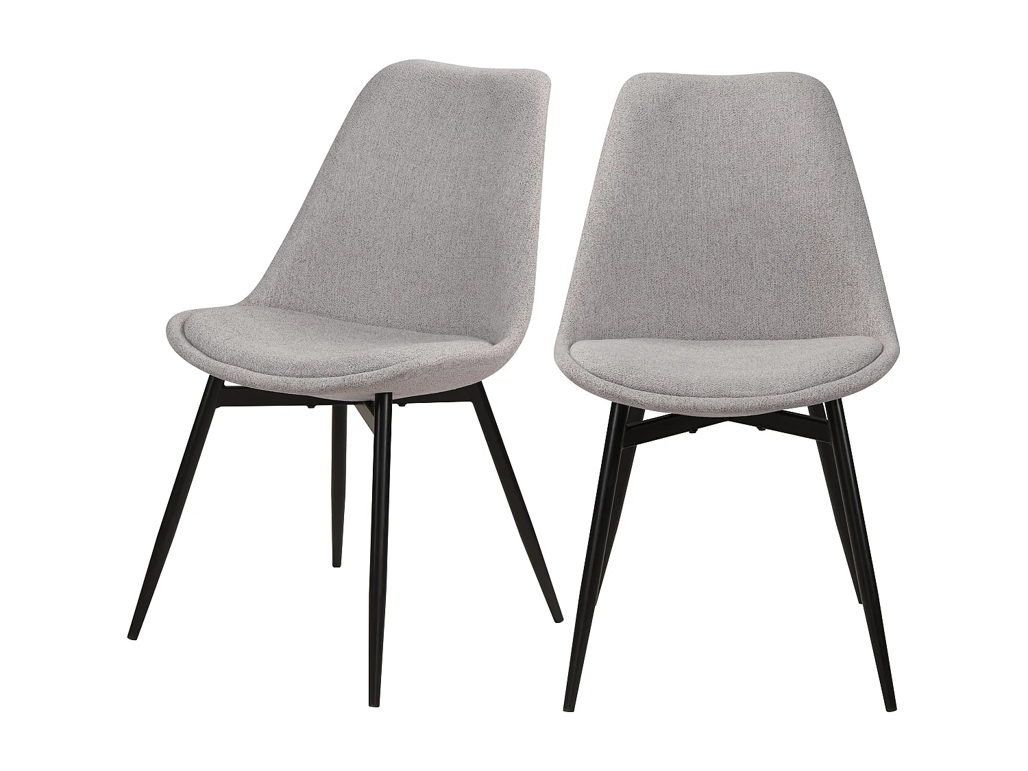 Set de 2 sillas de tela gris claro con patas de metal - Filipi