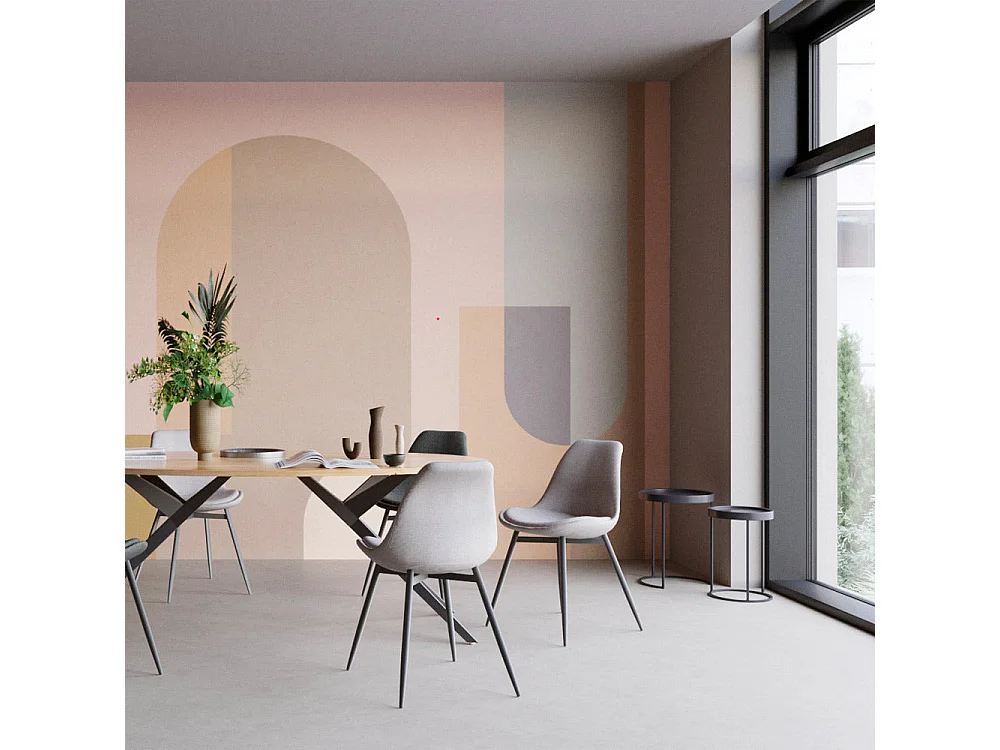 Set de 2 sillas de tela gris claro con patas de metal - Filipi