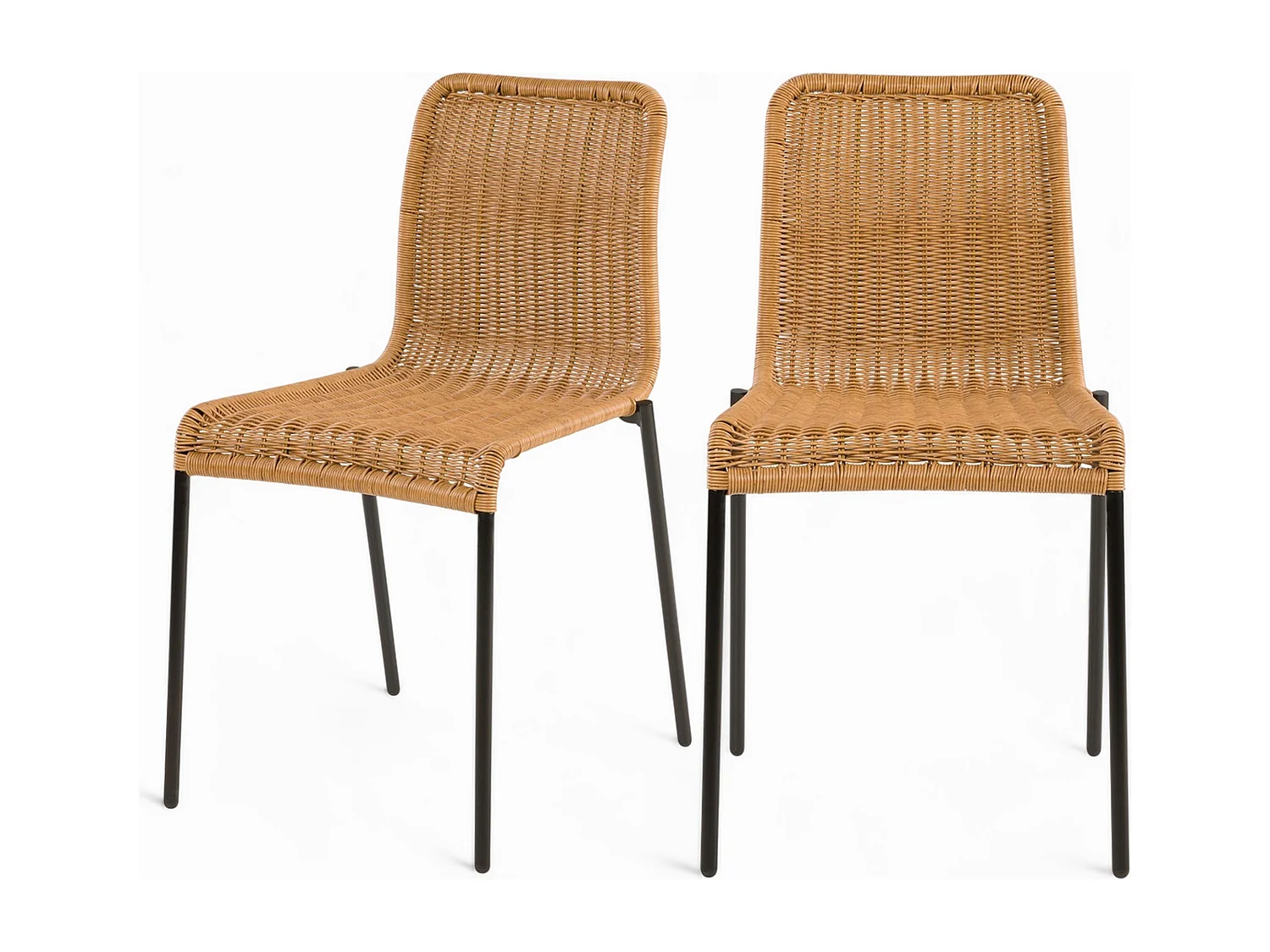 Set di 2 sedie per interni ed esterni in resina naturale intrecciata - Sirivara