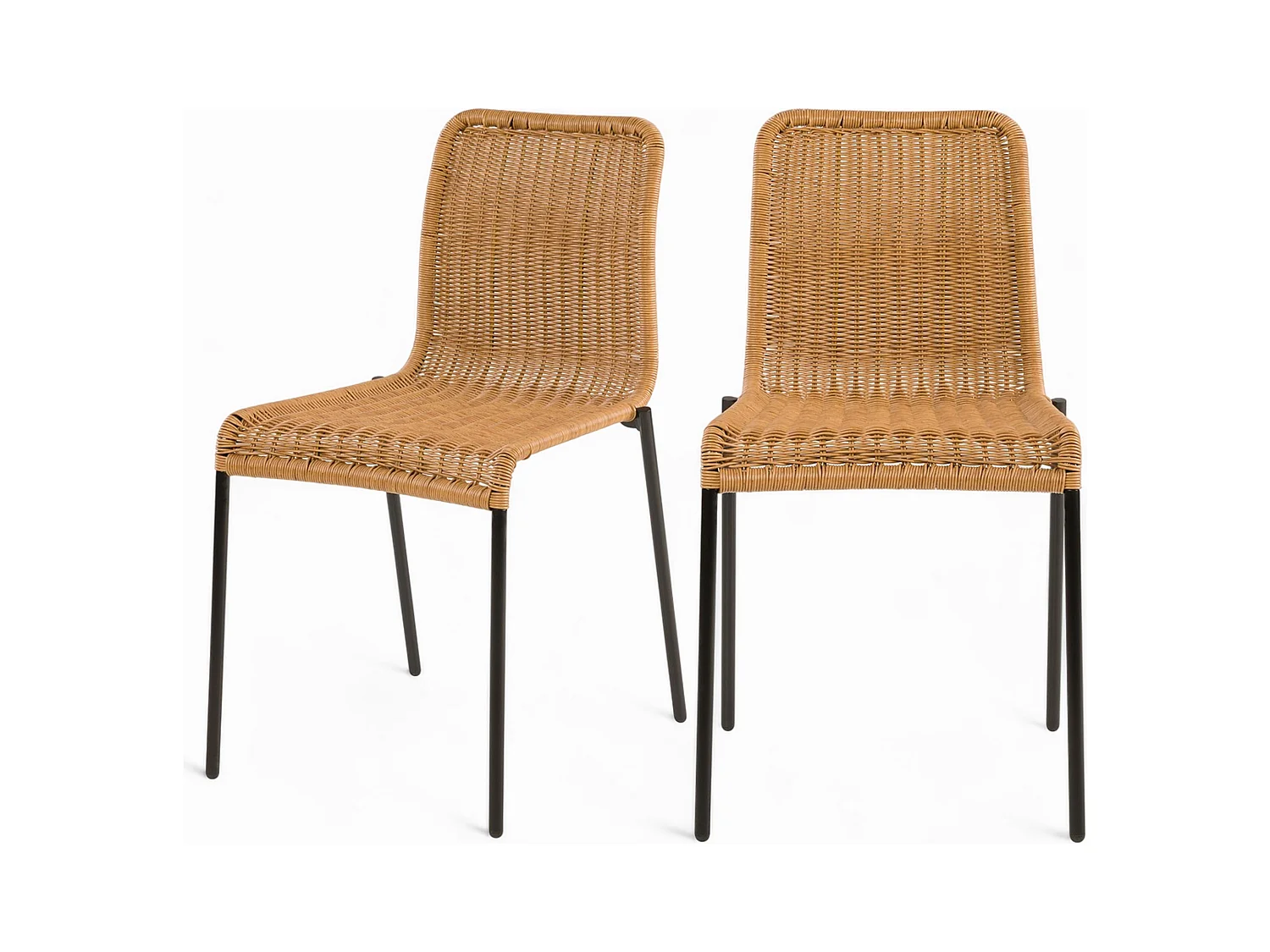 Lot de 2 chaises intérieur/extérieur en résine tressée naturelle - Sirivara