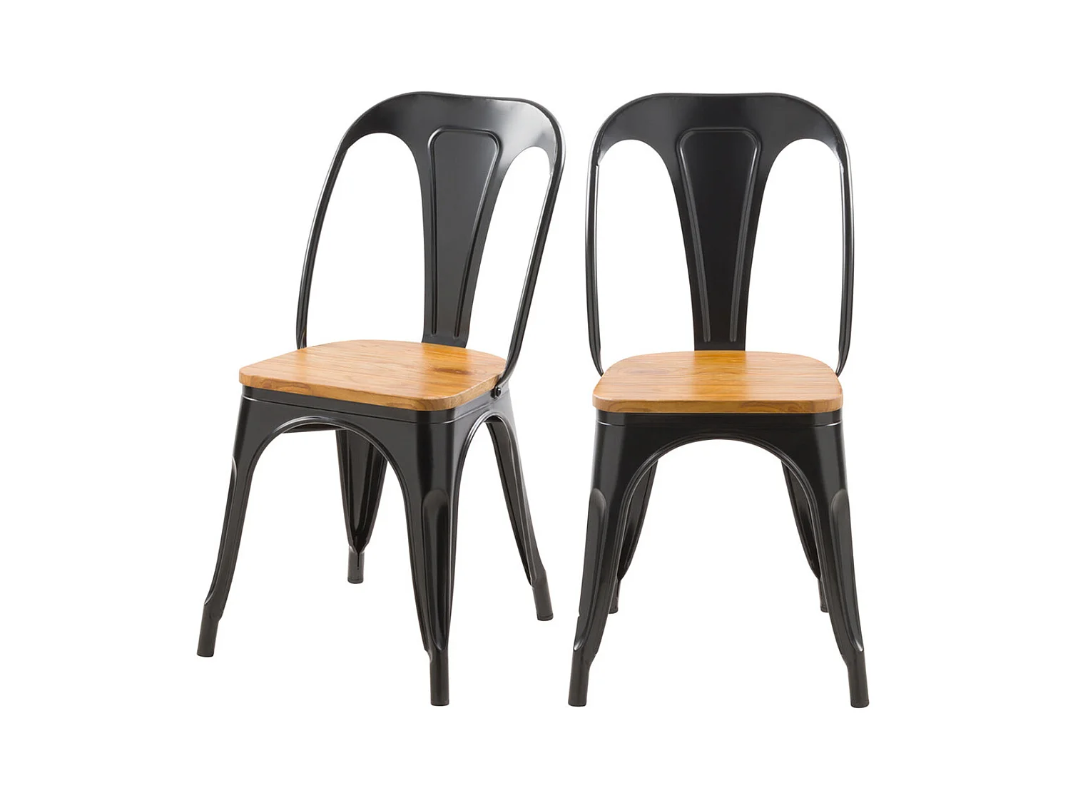 Lot de 2 chaises en métal noir et bois d'orme - Yoanna