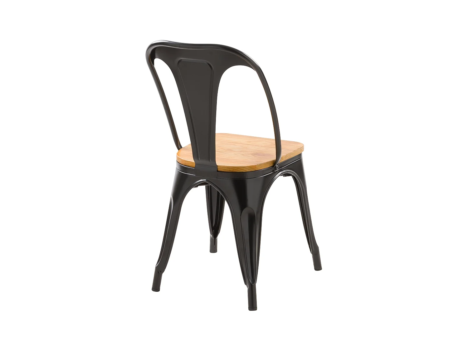 Lot de 2 chaises en métal noir et bois d'orme - Yoanna