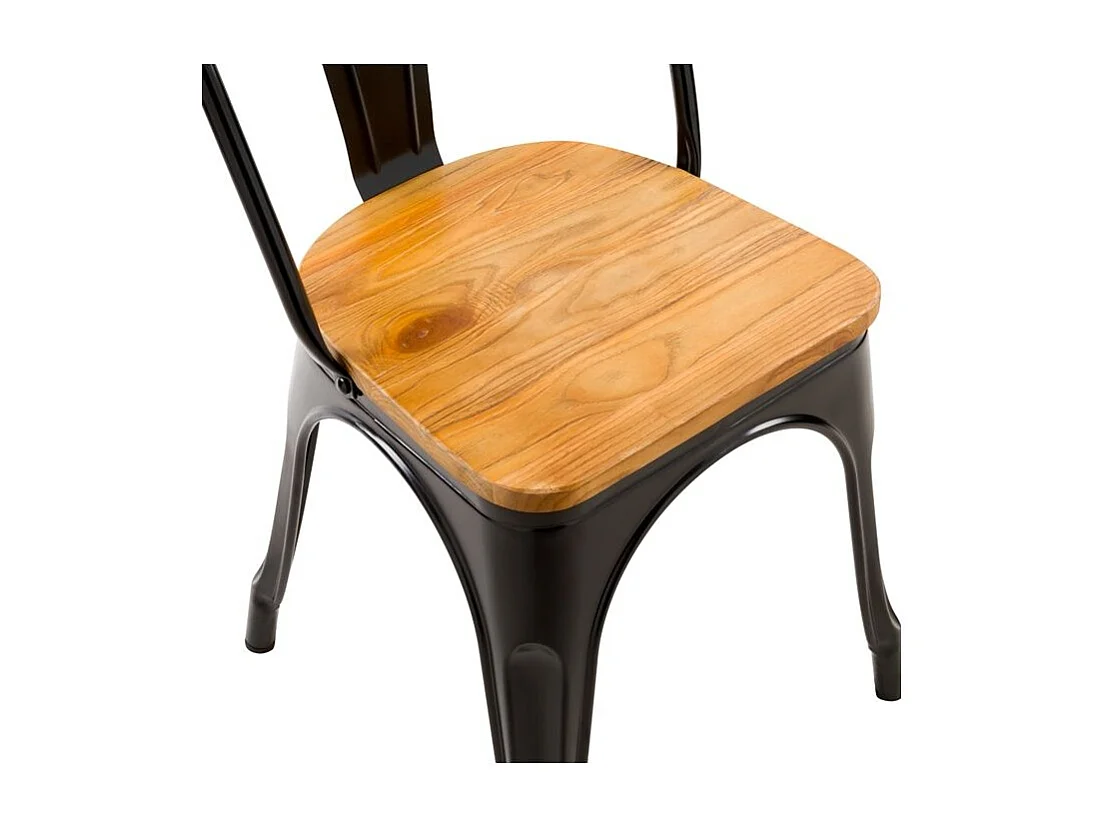 Lot de 2 chaises en métal noir et bois d'orme - Yoanna