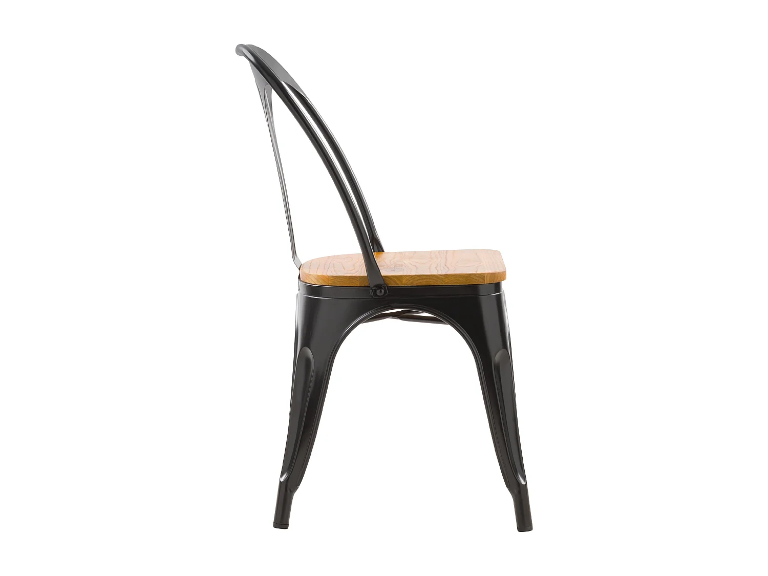 Lot de 2 chaises en métal noir et bois d'orme - Yoanna