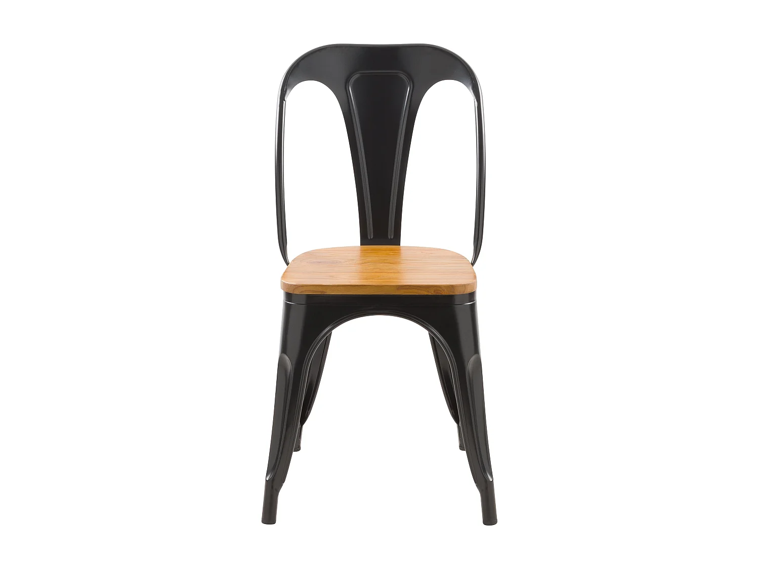 Sedie Indus Yoanna nere e legno chiaro (set da 2) in metallo e legno di olmo