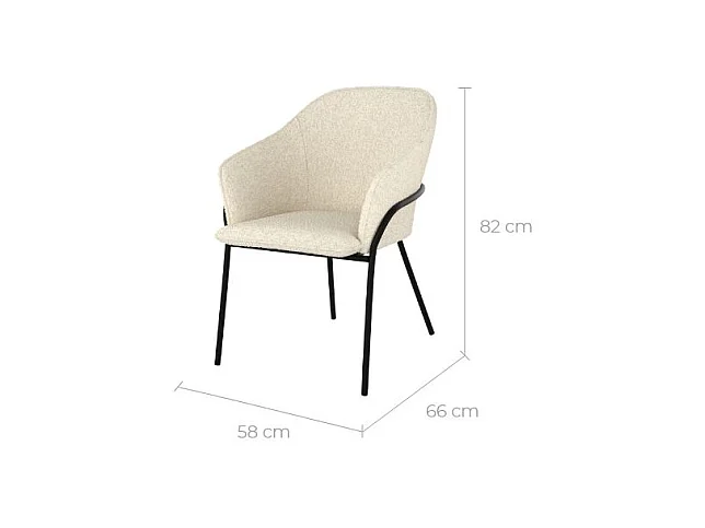 Sedia in lana bouclé bianca e gambe in metallo - Toscane