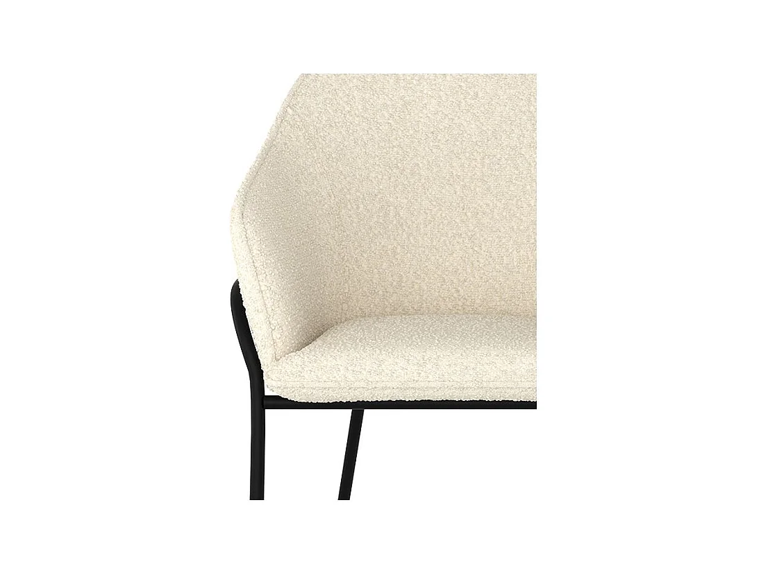 Sedia in lana bouclé bianca e gambe in metallo - Toscane