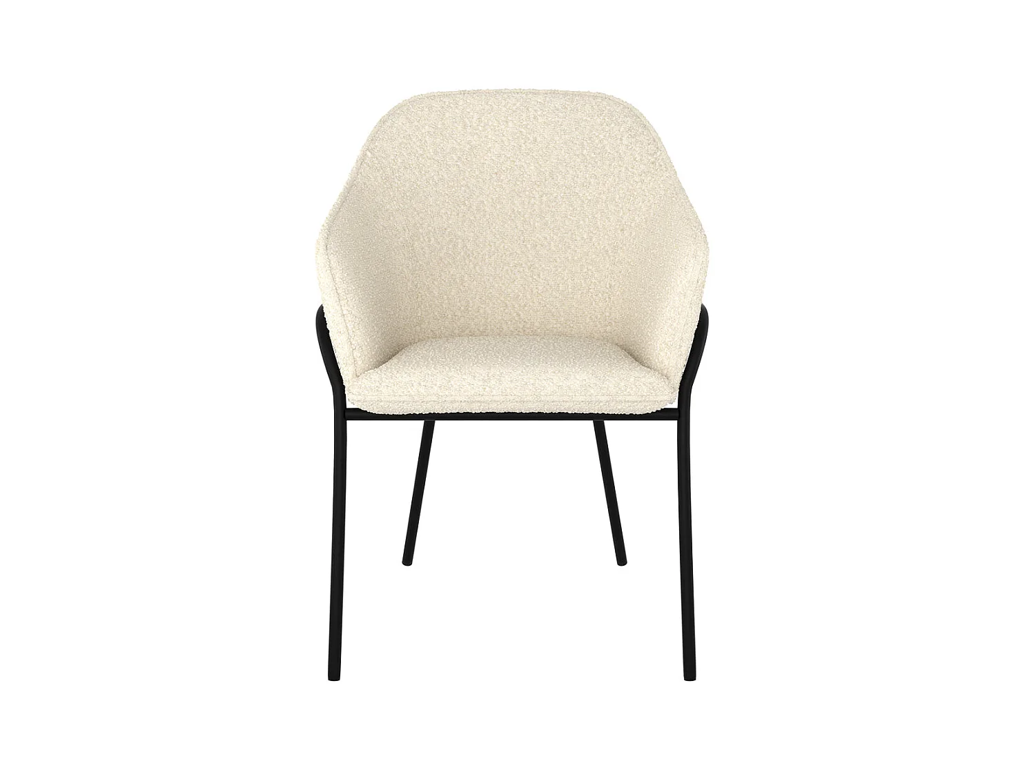 Sedia in lana bouclé bianca e gambe in metallo - Toscane