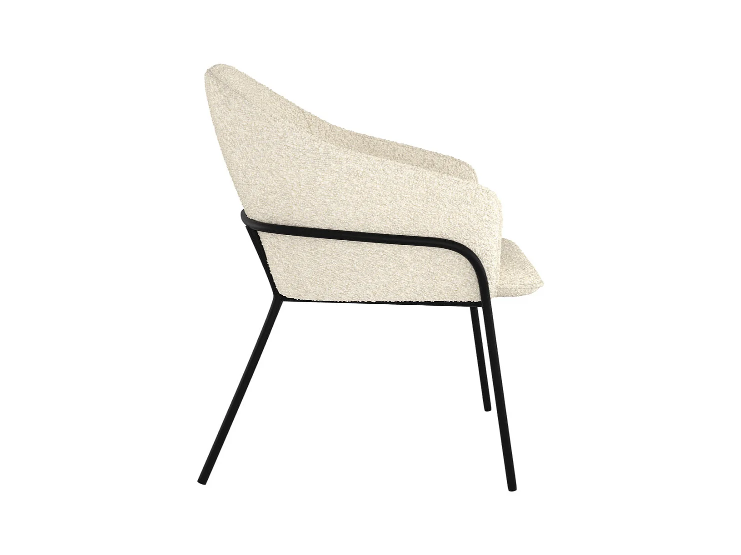 Sedia in lana bouclé bianca e gambe in metallo - Toscane