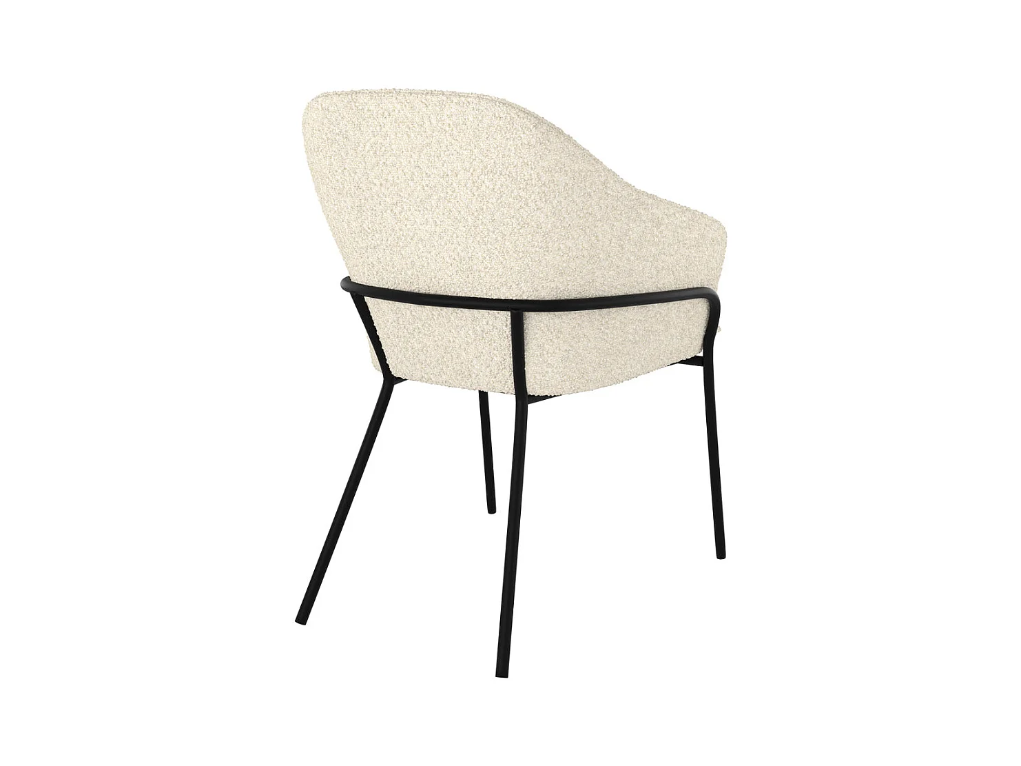 Sedia in lana bouclé bianca e gambe in metallo - Toscane