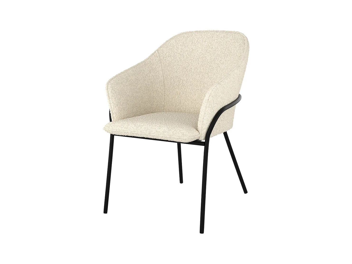 Chaise effet laine bouclette blanche et pieds en métal - Toscane