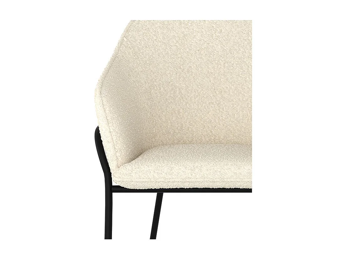 Chaise effet laine bouclette blanche et pieds en métal - Toscane