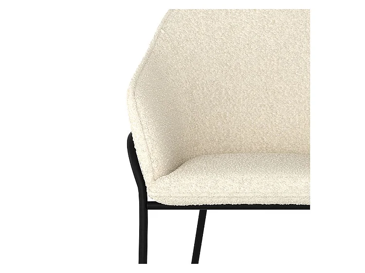 Silla con efecto bouclette de lana blanca y patas de metal - Toscane