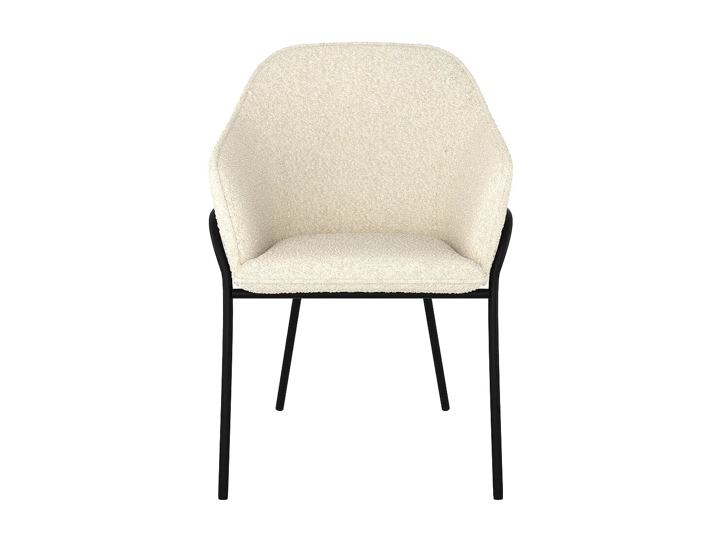 Silla con efecto bouclette de lana blanca y patas de metal - Toscane