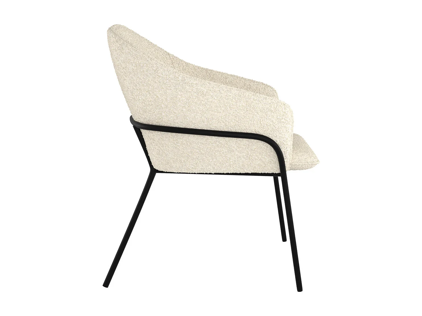 Silla con efecto bouclette de lana blanca y patas de metal - Toscane