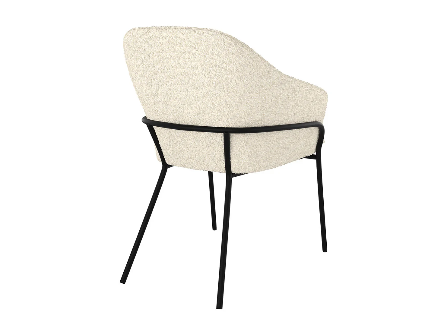 Silla con efecto bouclette de lana blanca y patas de metal - Toscane