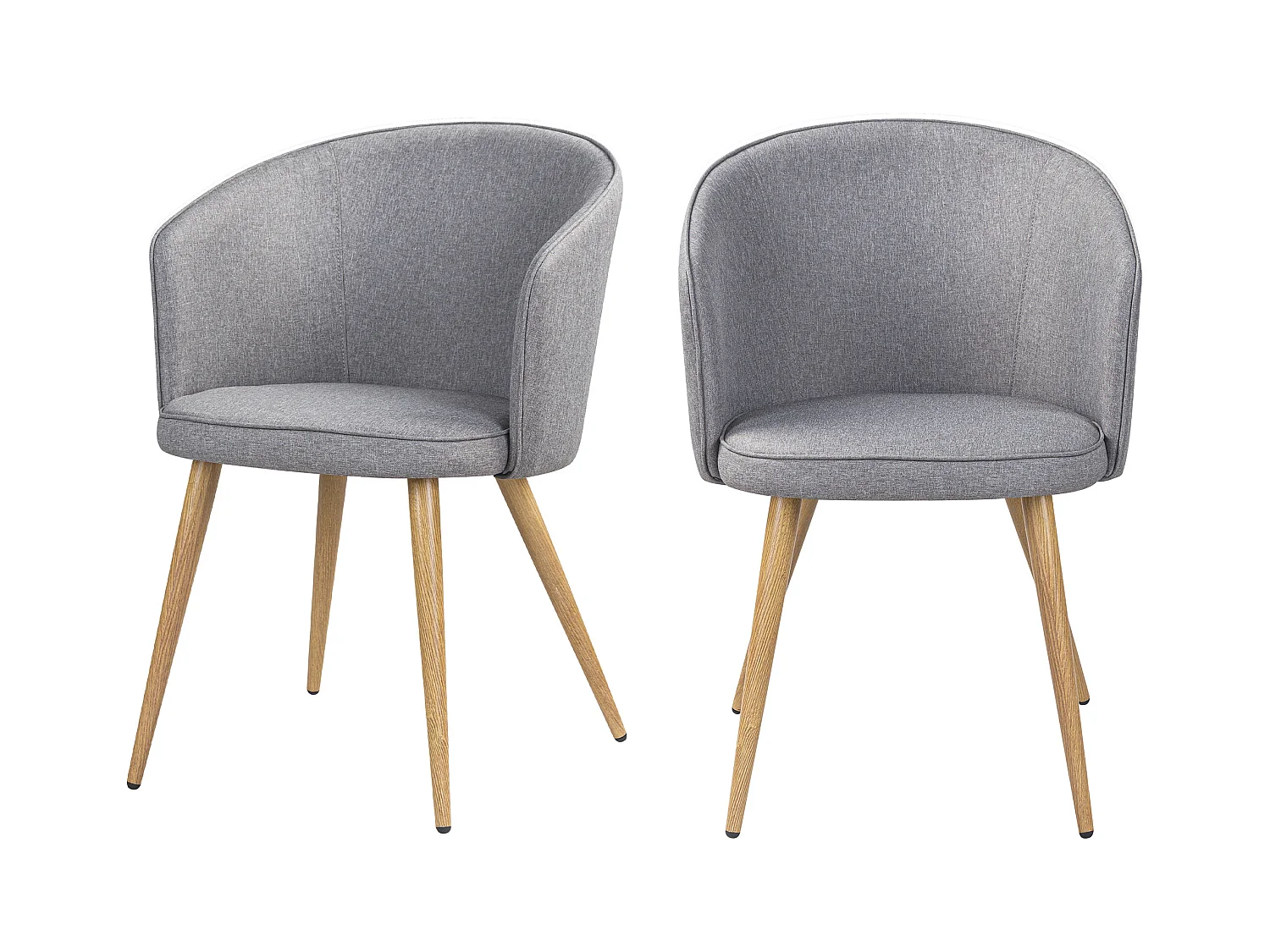 Lot de 2 chaises en tissu gris clair et pieds en métal - Chiara