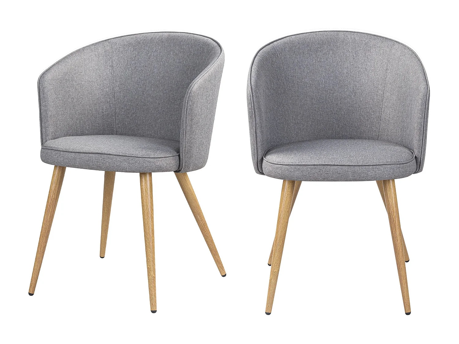 Lot de 2 chaises en tissu gris clair et pieds en métal - Chiara