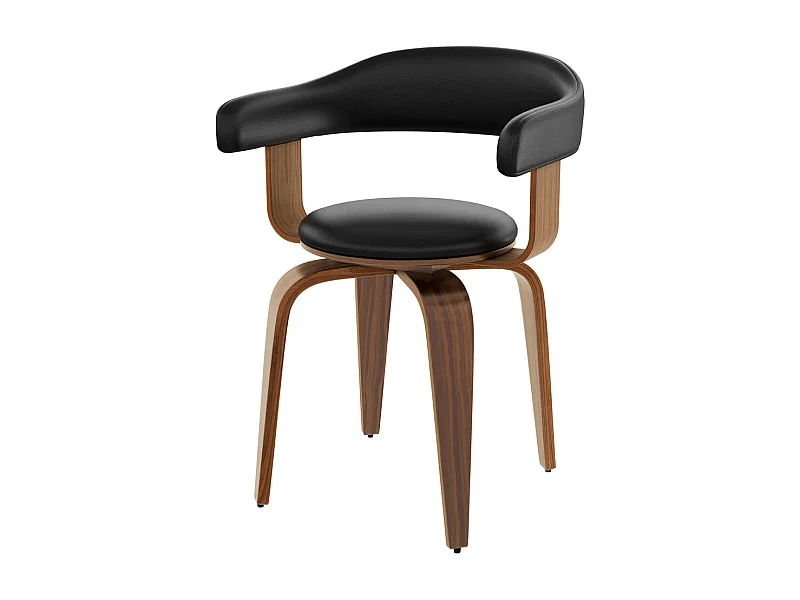 Silla con reposabrazos de cuero sintético negro - Harold