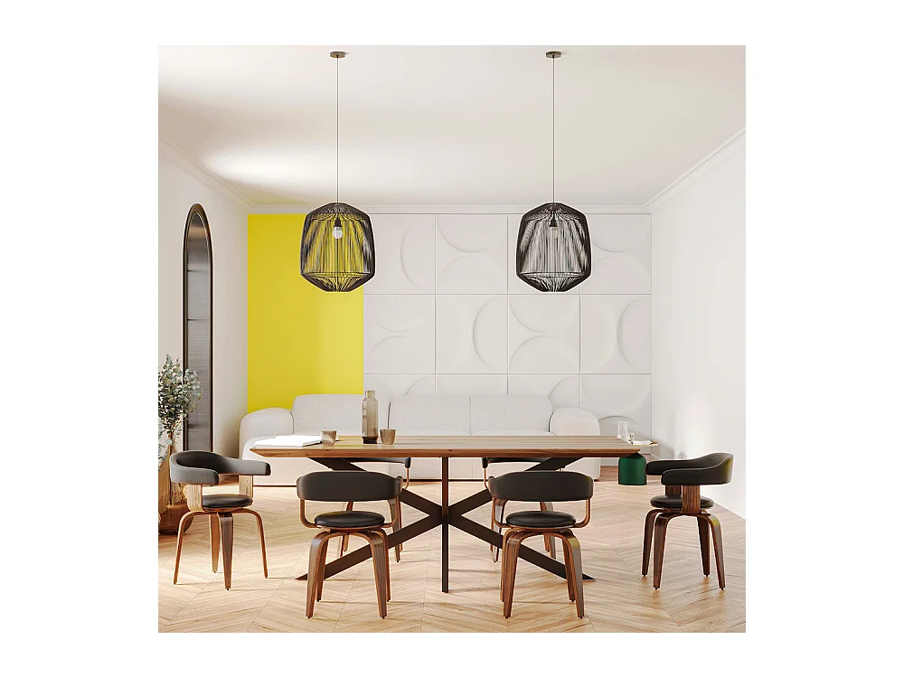 Silla con reposabrazos de cuero sintético negro - Harold