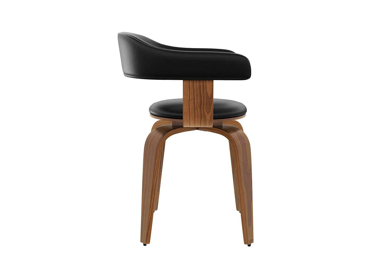 Silla con reposabrazos de cuero sintético negro - Harold