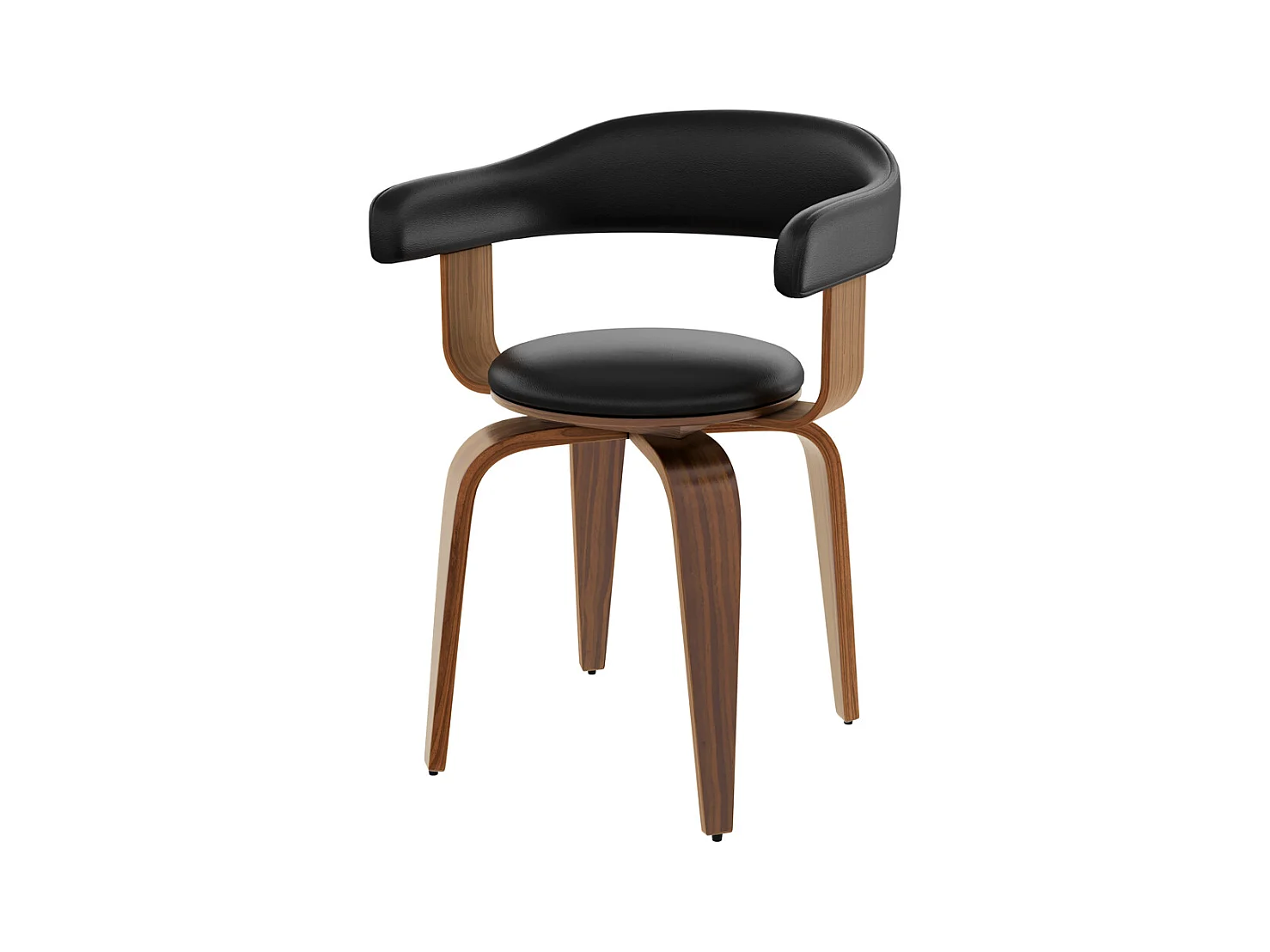 Chaise avec accoudoirs en cuir synthétique noir - Harold