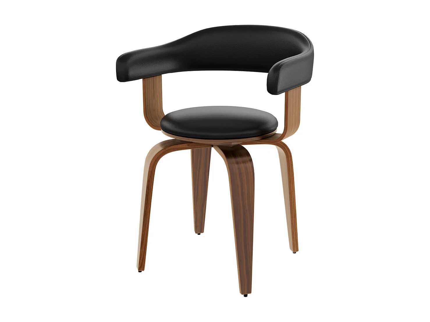 Sedia con braccioli in pelle sintetica nera - Harold