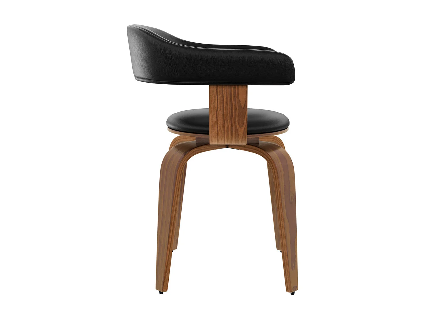 Sedia con braccioli in pelle sintetica nera - Harold