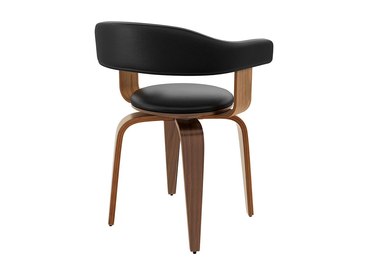 Sedia con braccioli in pelle sintetica nera - Harold