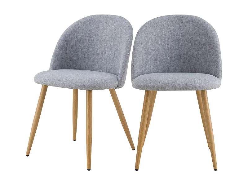 Juego de 2 sillas Cozy de tela gris claro y patas de metal efecto madera