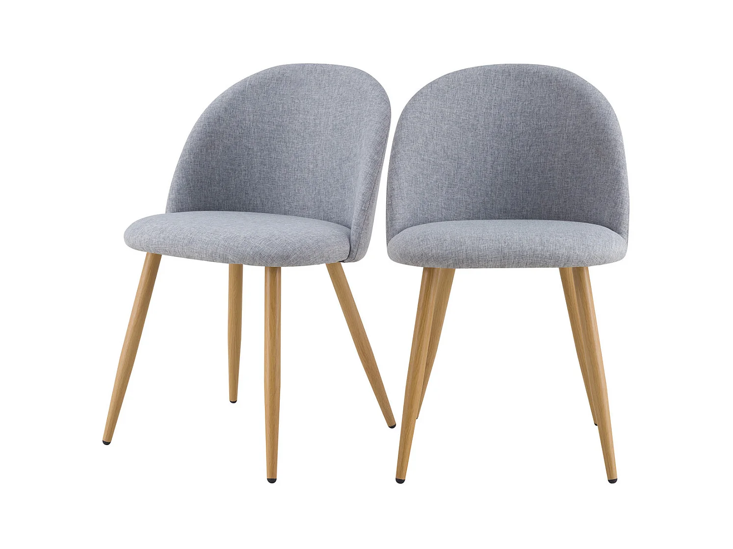 Set di 2 sedie Cozy in tessuto grigio chiaro e gambe in metallo effetto legno