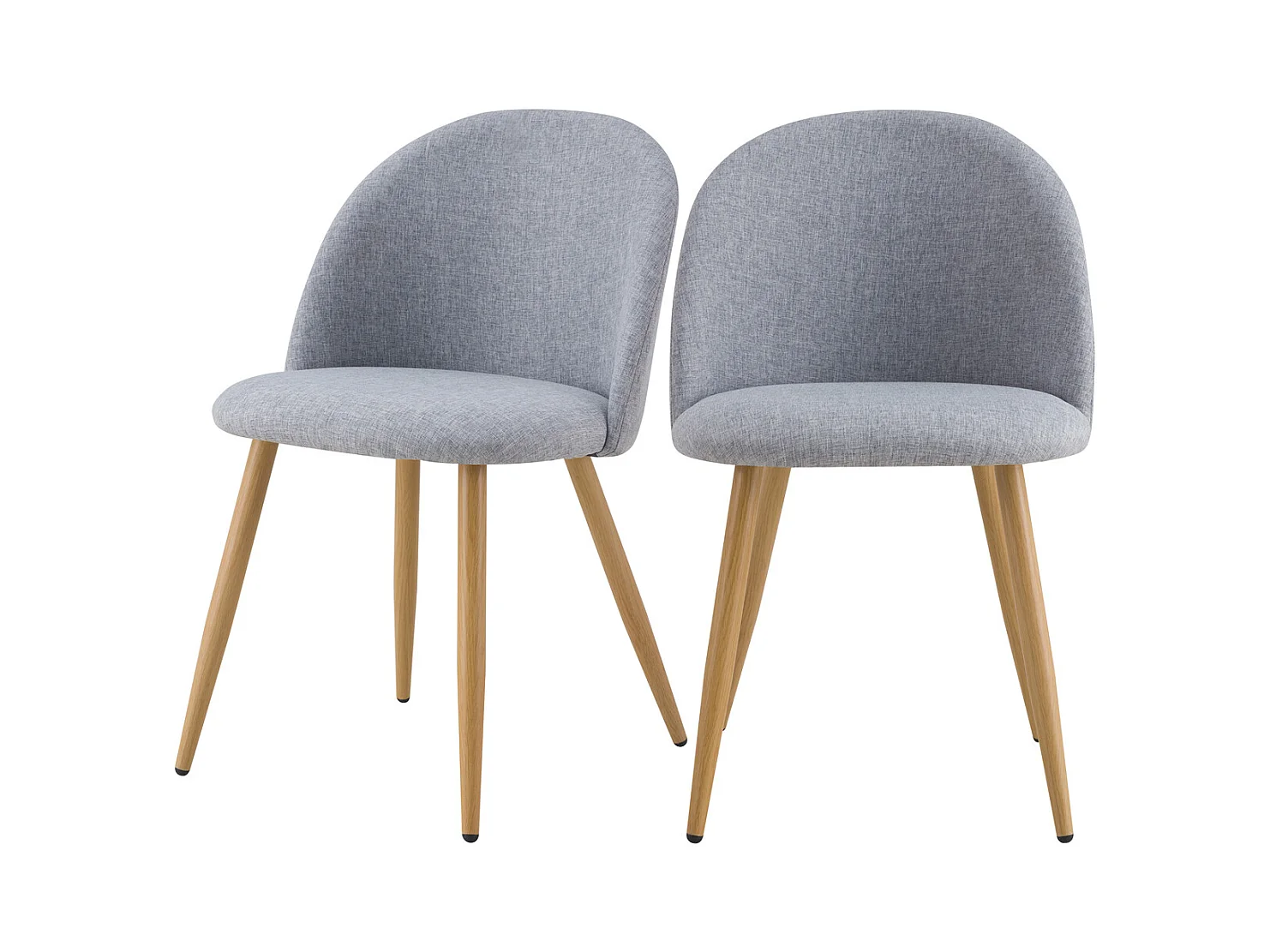 Lot de 2 chaises en tissu gris clair et pieds en métal - Cozy