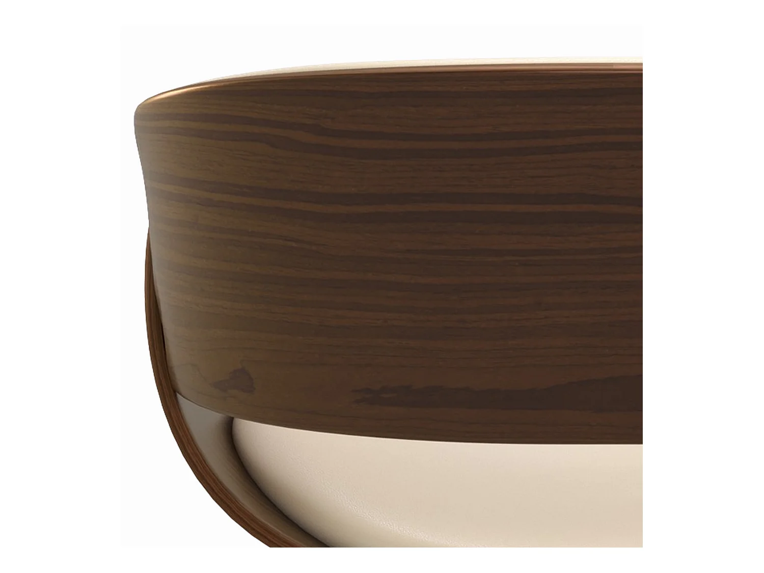 Silla Polo beige de cuero sintético y madera chapada en nogal