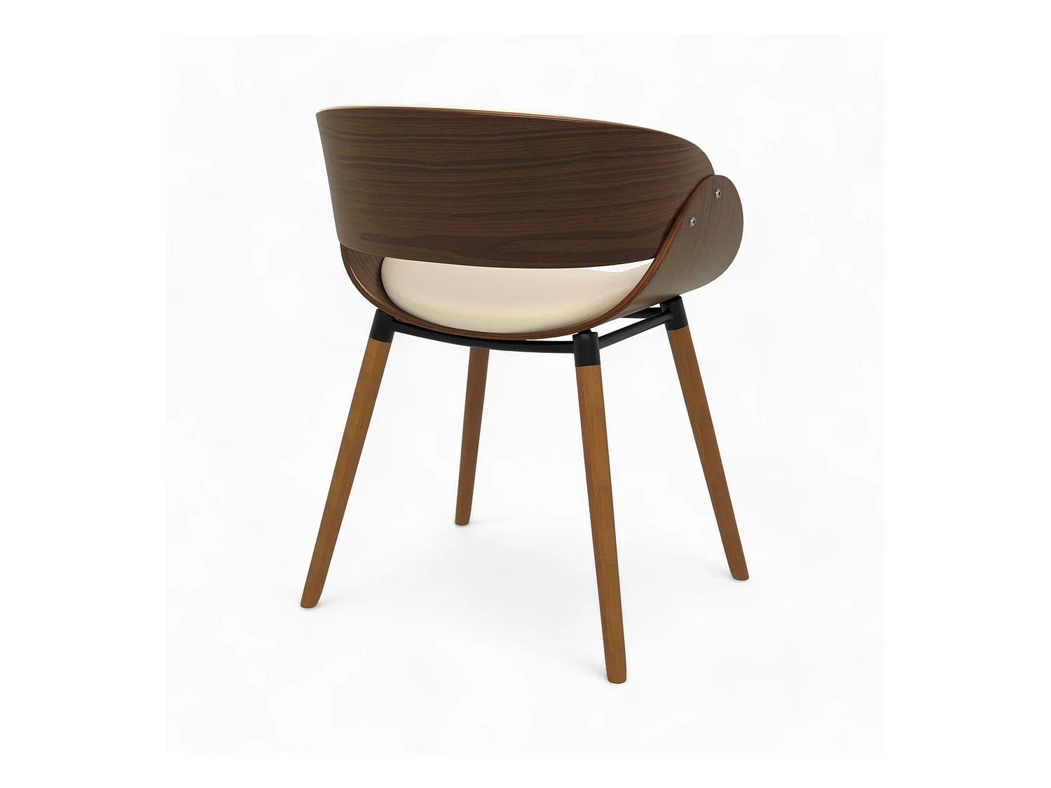 Silla Polo beige de cuero sintético y madera chapada en nogal