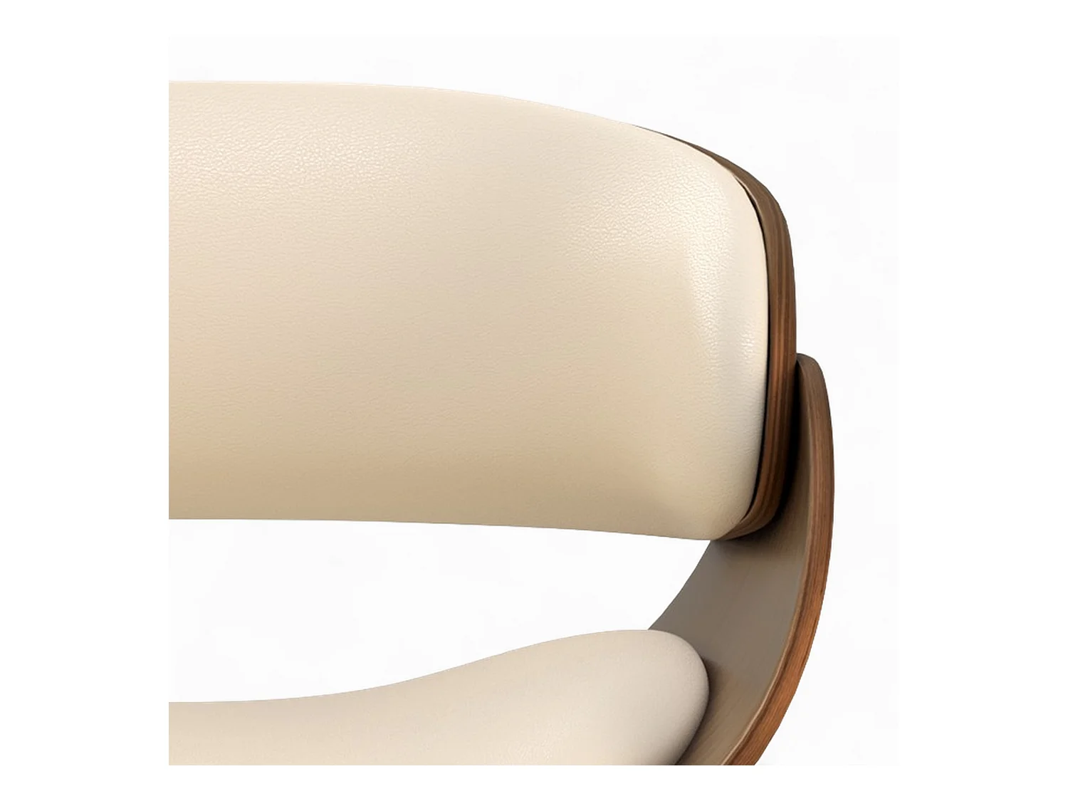 Silla Polo beige de cuero sintético y madera chapada en nogal