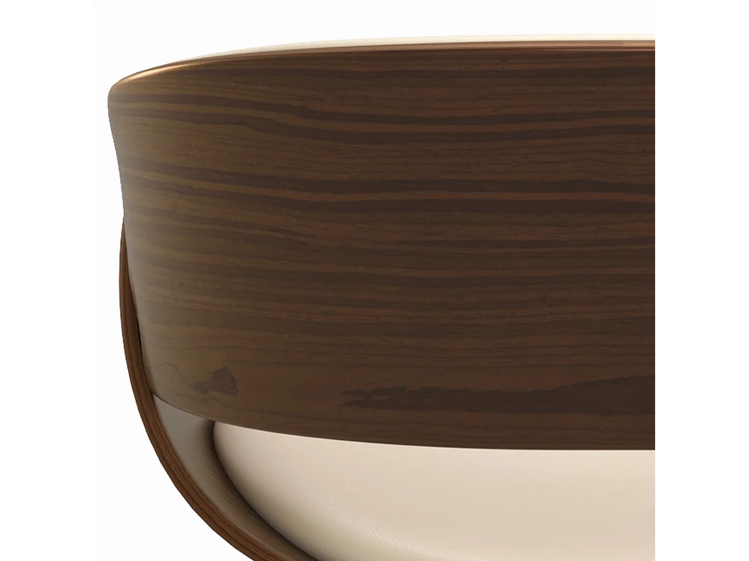 Silla Polo beige de cuero sintético y madera chapada en nogal