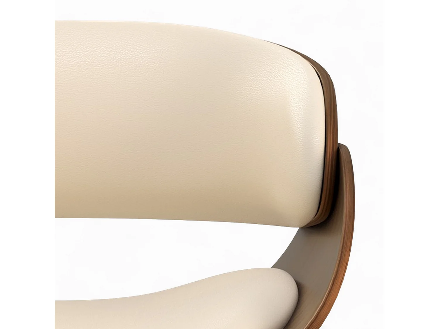 Silla Polo beige de cuero sintético y madera chapada en nogal