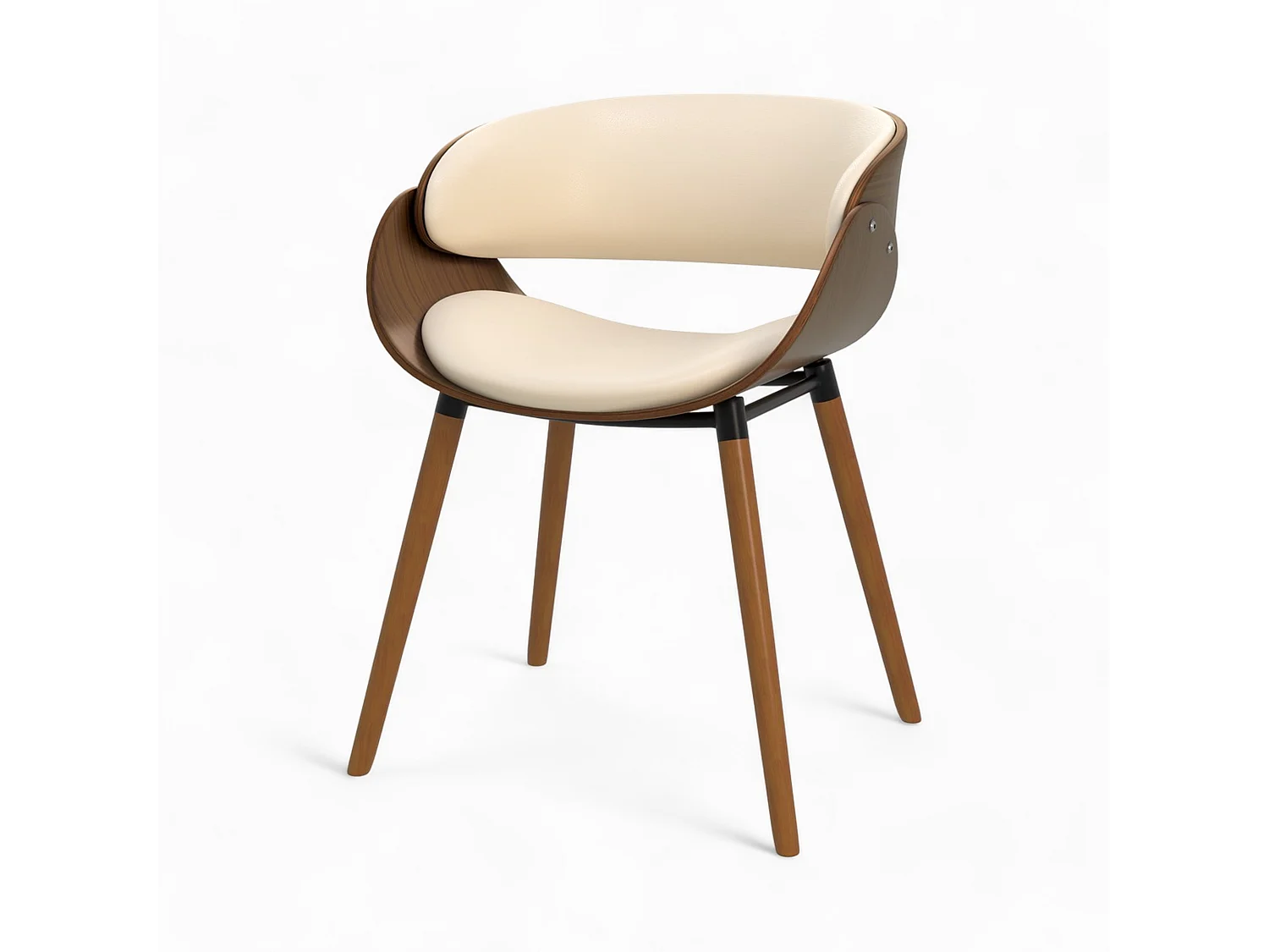 Sedia Polo beige in similpelle e legno di noce