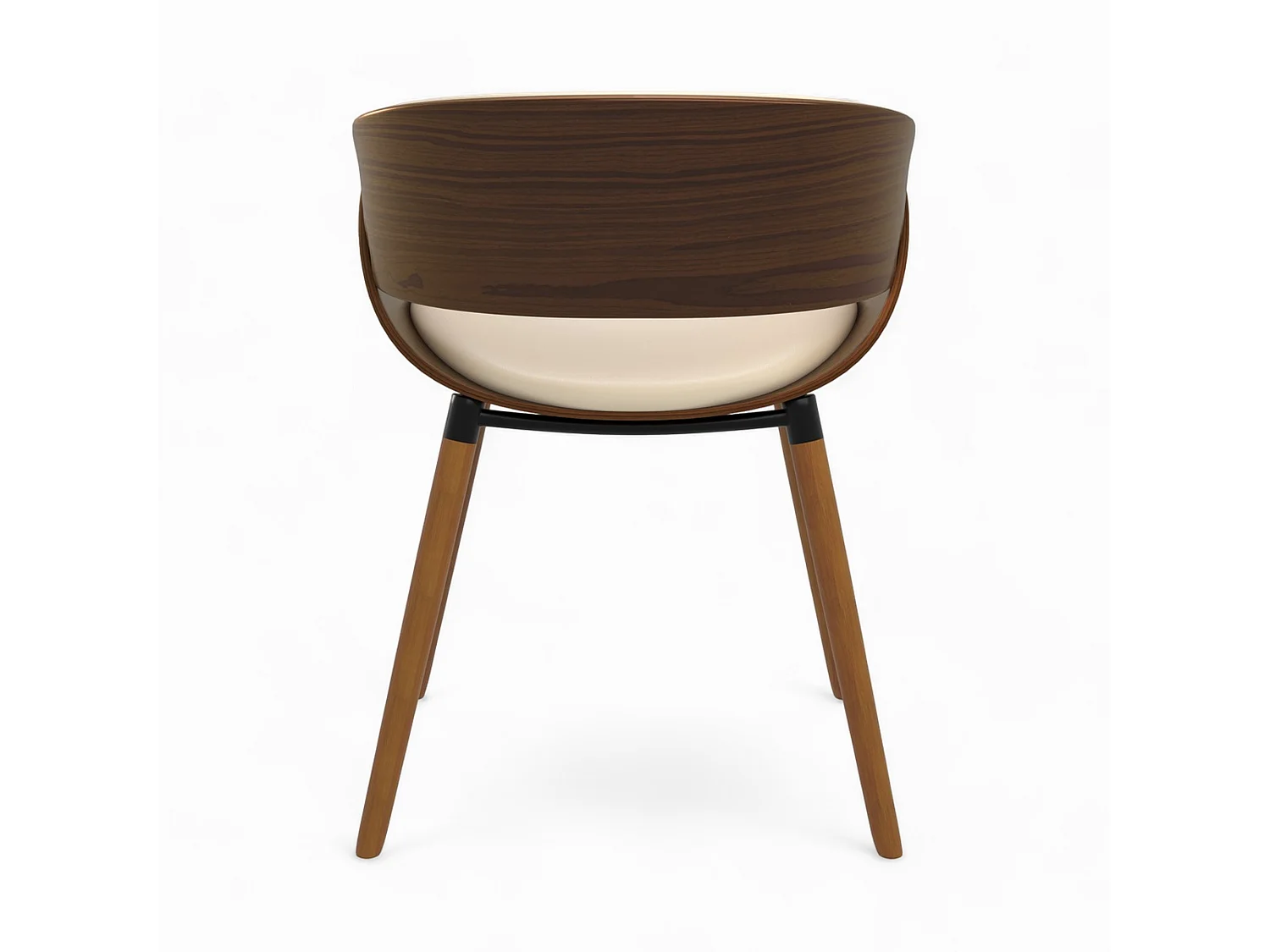 Sedia Polo beige in similpelle e legno di noce