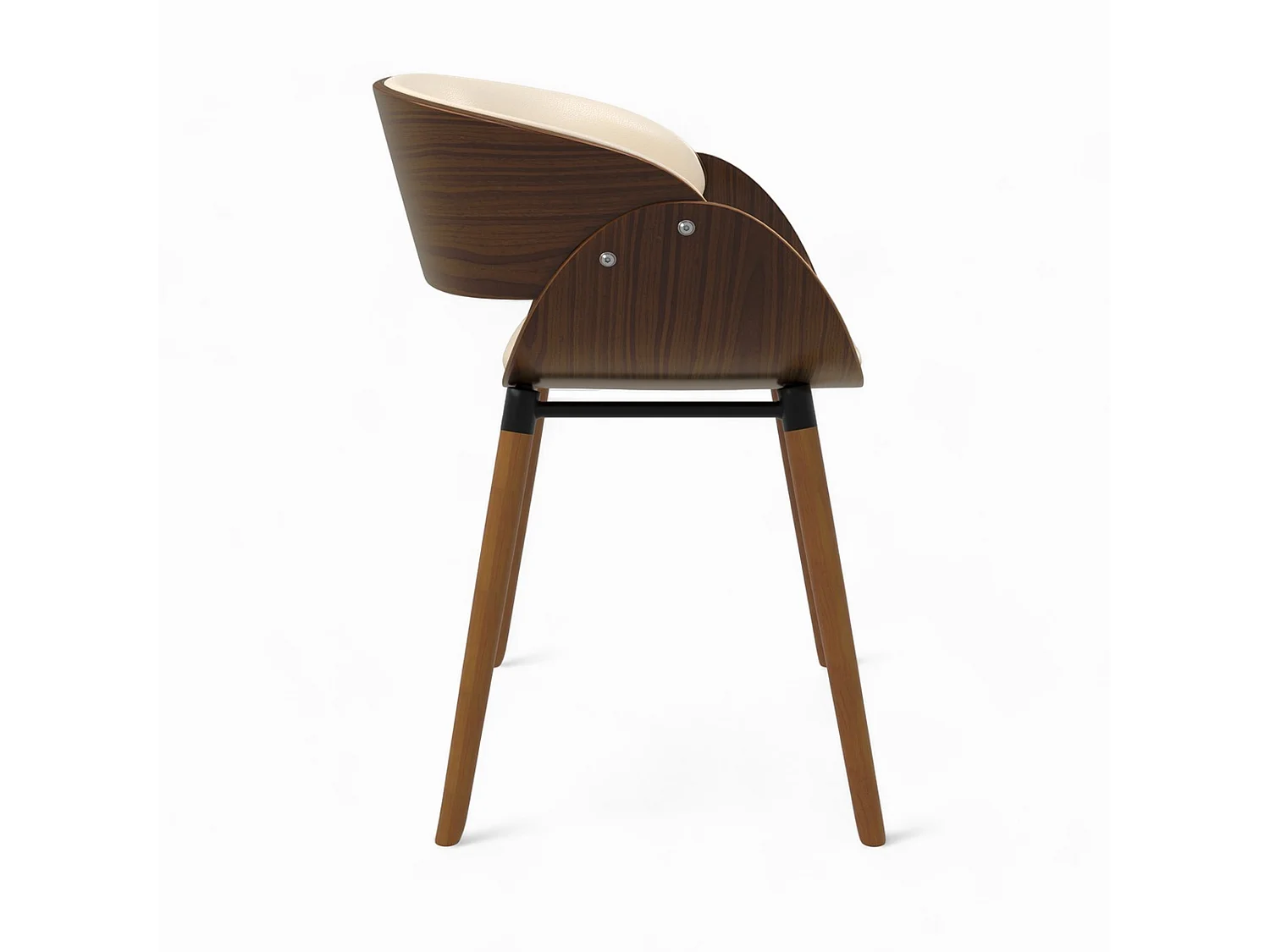 Sedia Polo beige in similpelle e legno di noce