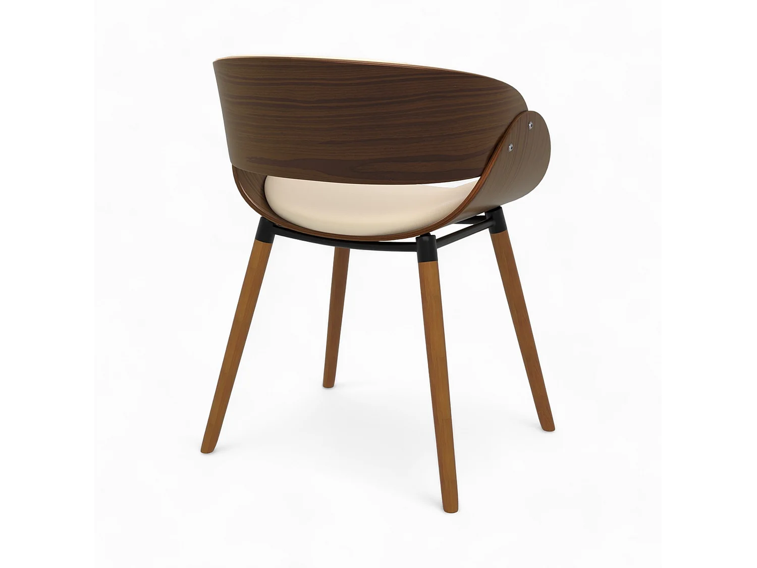 Sedia Polo beige in similpelle e legno di noce