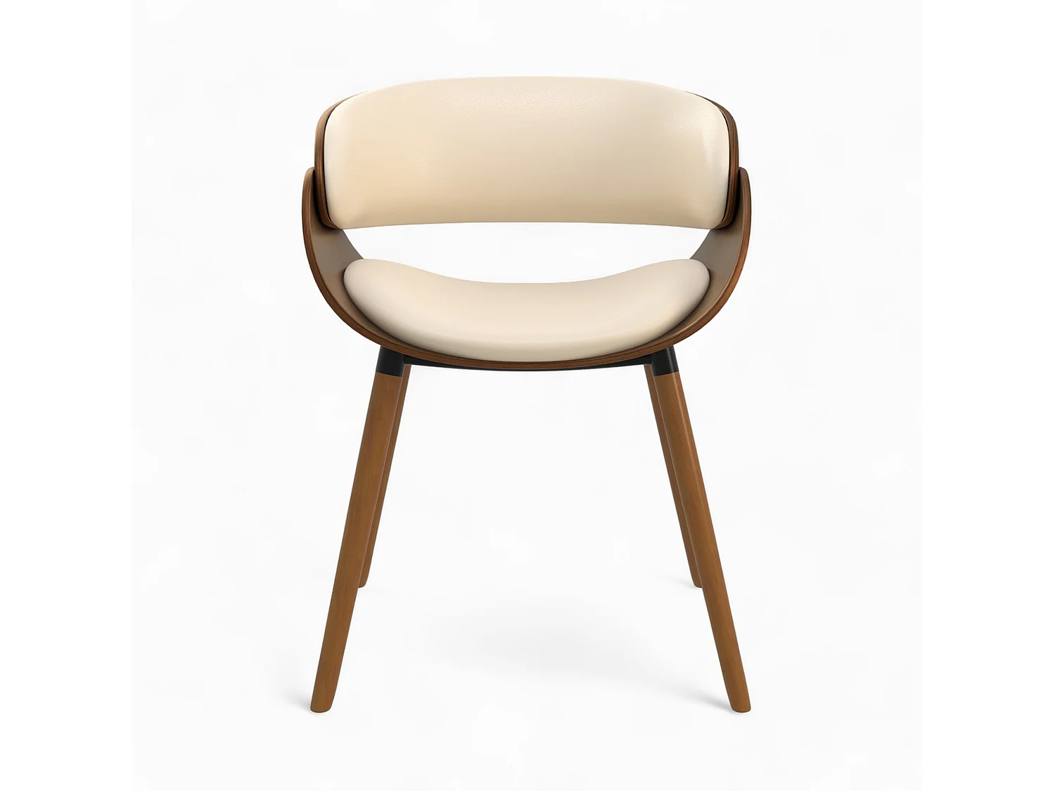 Sedia Polo beige in similpelle e legno di noce