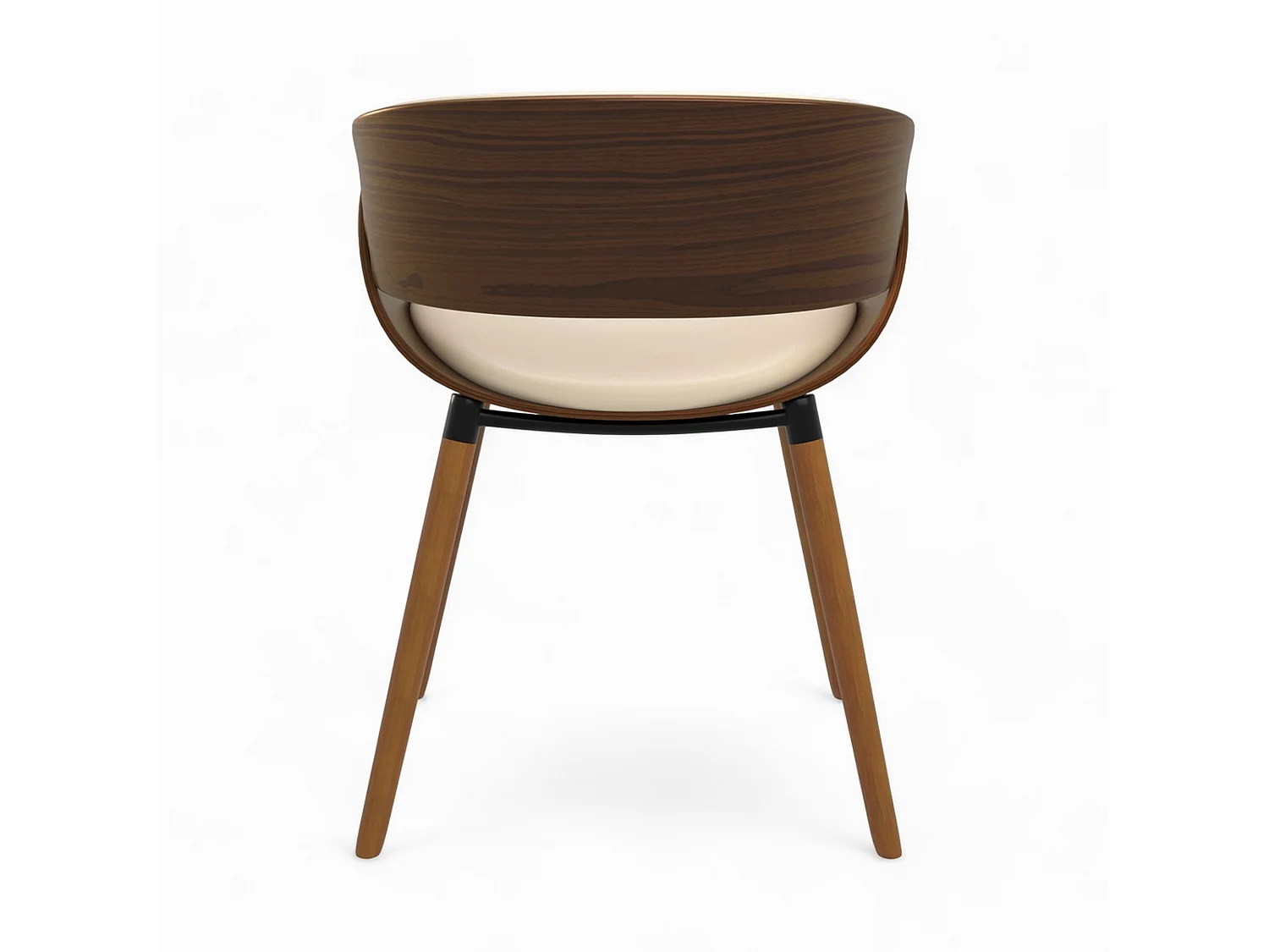 Chaise en cuir synthétique beige et bois plaqué noyer - Polo