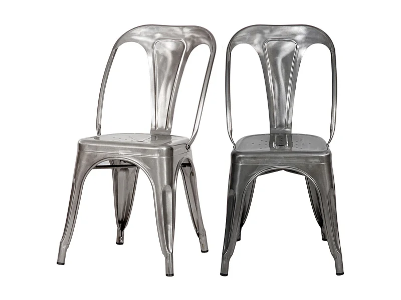 Lote de 2 sillas Indus cromadas de metal cromado para una decoración retro a bajo precio